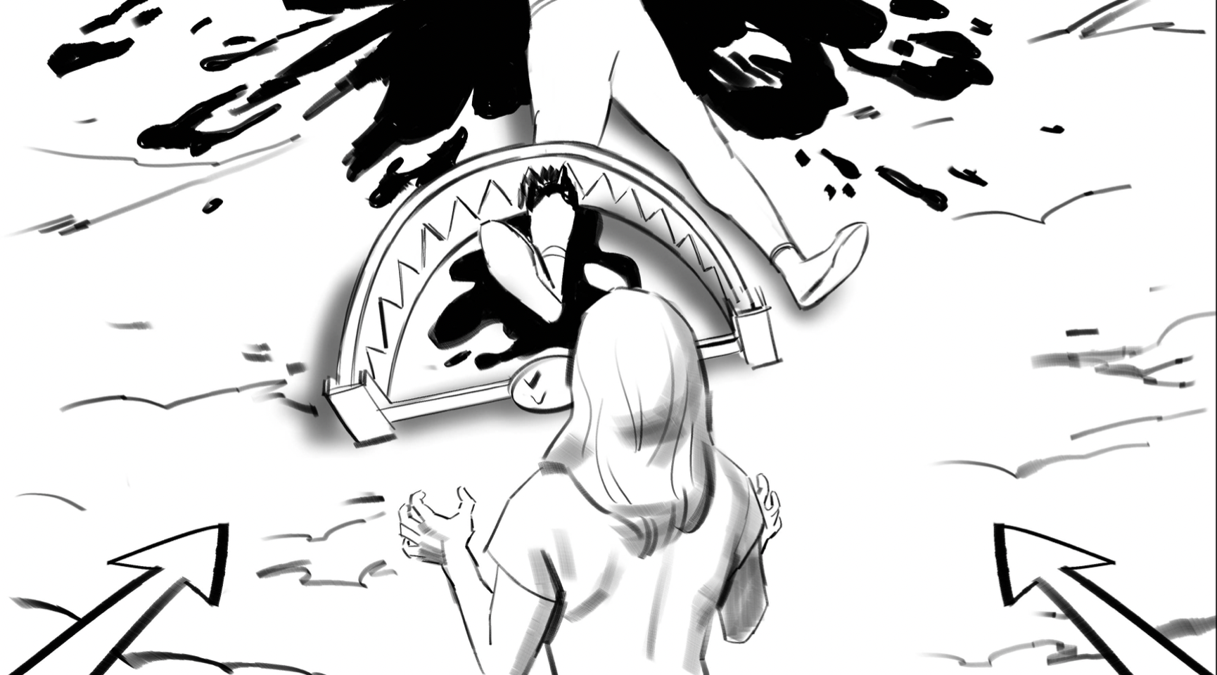 Storyboard — person vs giant teeth trap